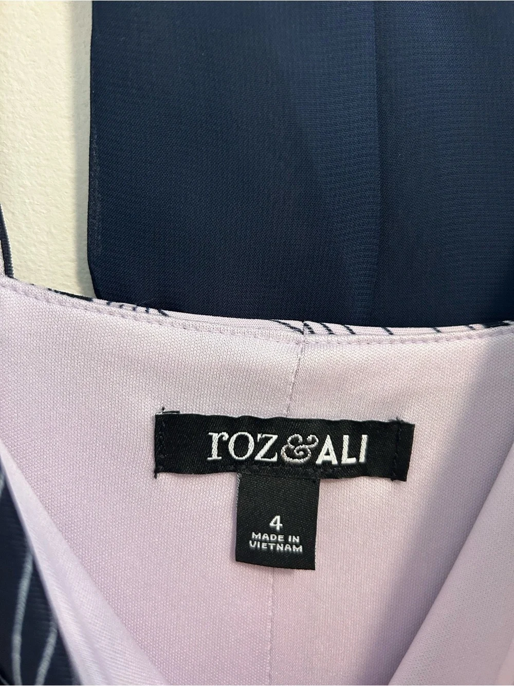 Roz & Ali Black and Light Lavender Floral Fit-and-Flare Midi Dress